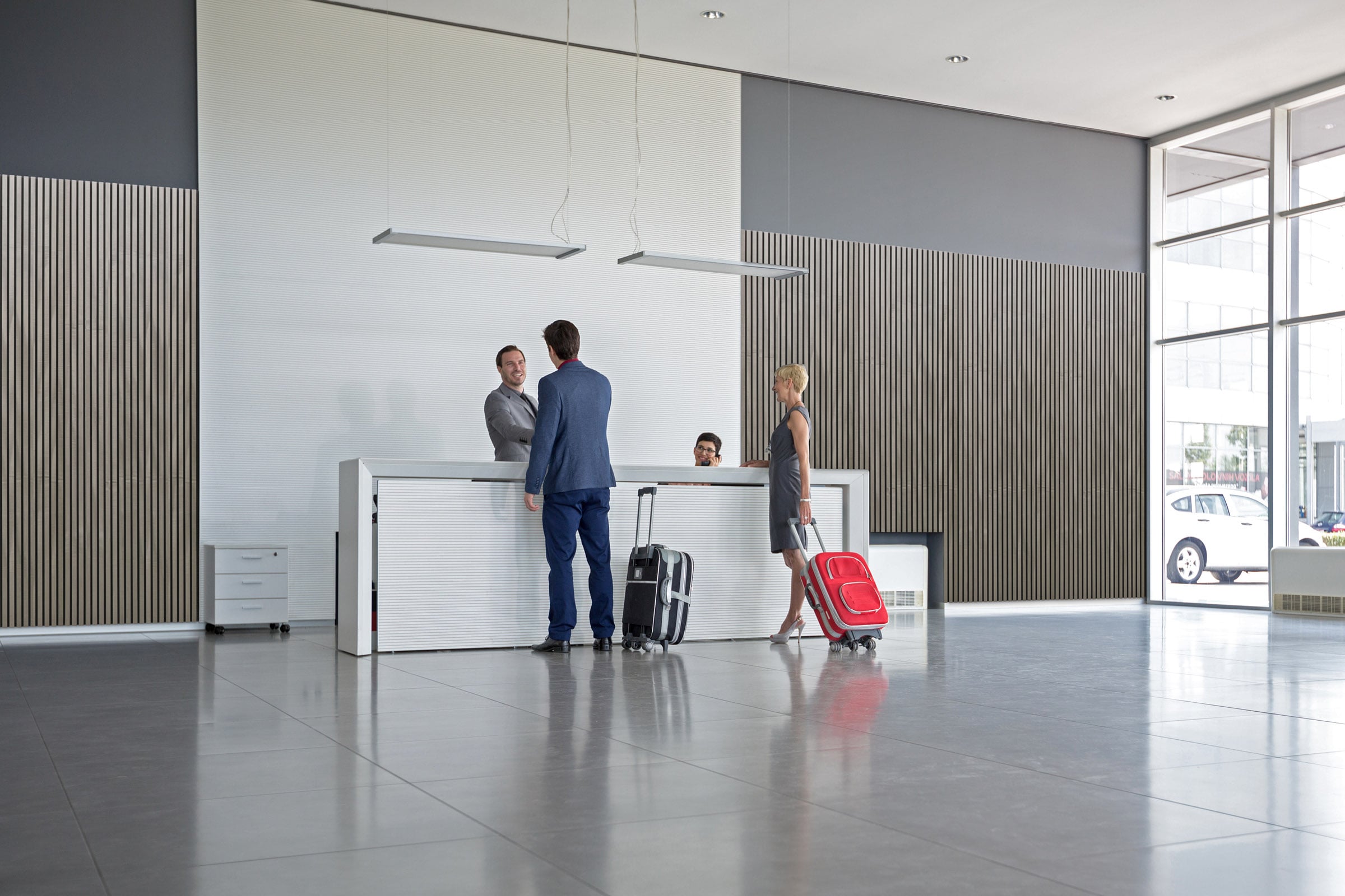 Ecoscapes Slat Wall in a lobby