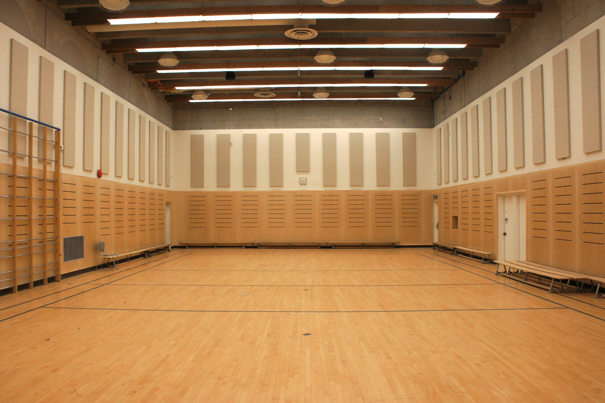 Primacoustic Hercules heavy duty acoustic panels in a sports hall