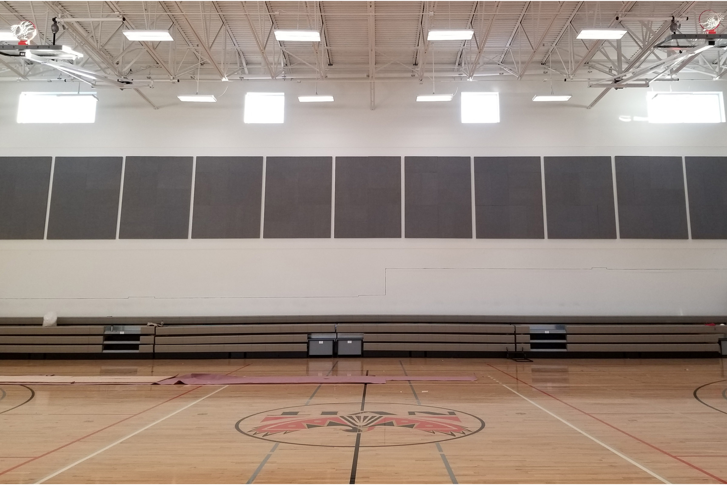 Primacoustic Hercules heavy duty acoustic panels in a sports hall